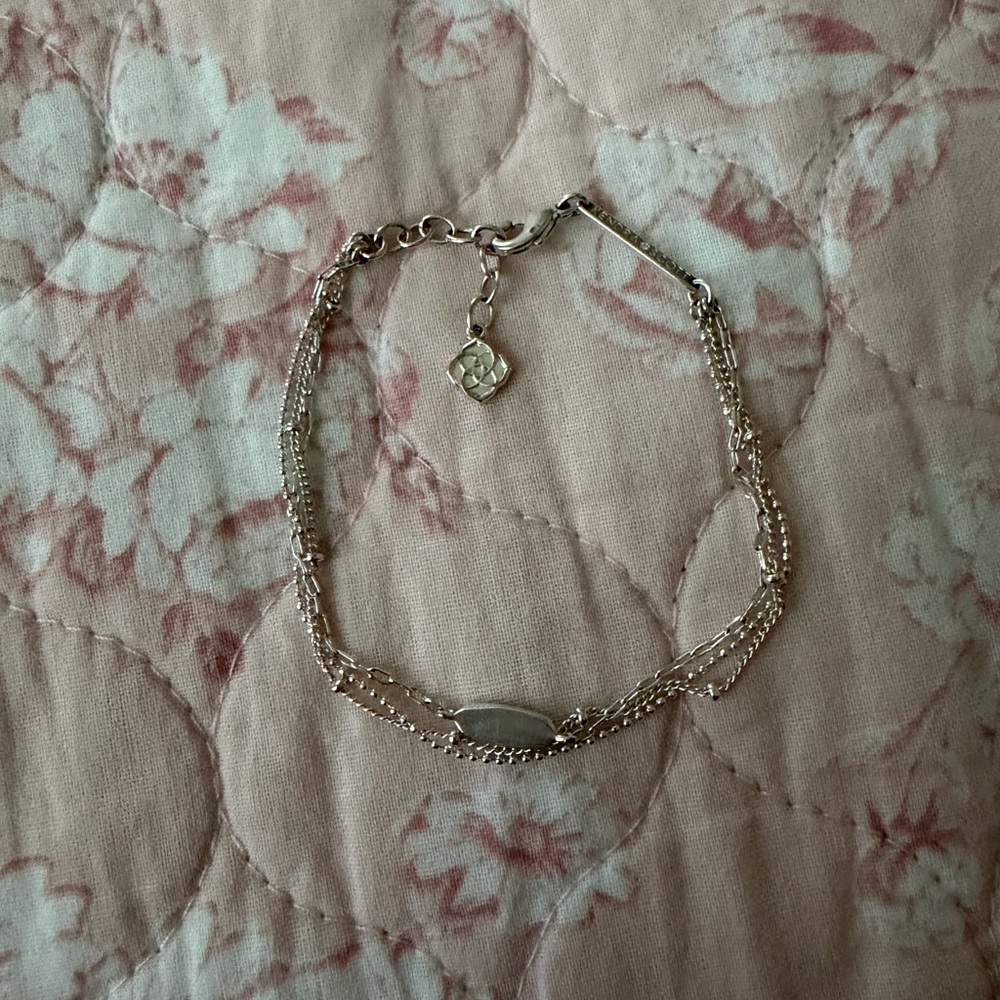 Kendra Scott Silver Multi-Strand Bracelet with Oval Accent